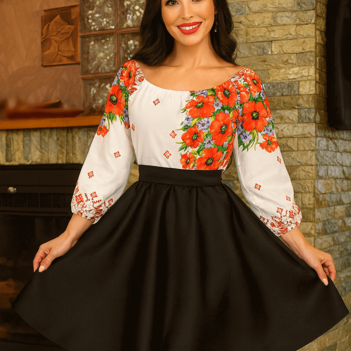 Rochie Traditionala stilizata cu maci 9 [2]