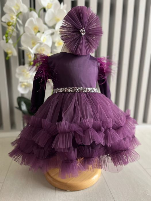 Rochita fetite cu tulle cu balerini si bentita - Cataley - mov [6]