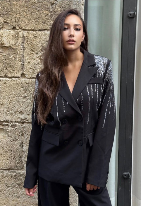 Sacou negru elegant cu aplicatii stralucitoare 2 [2]