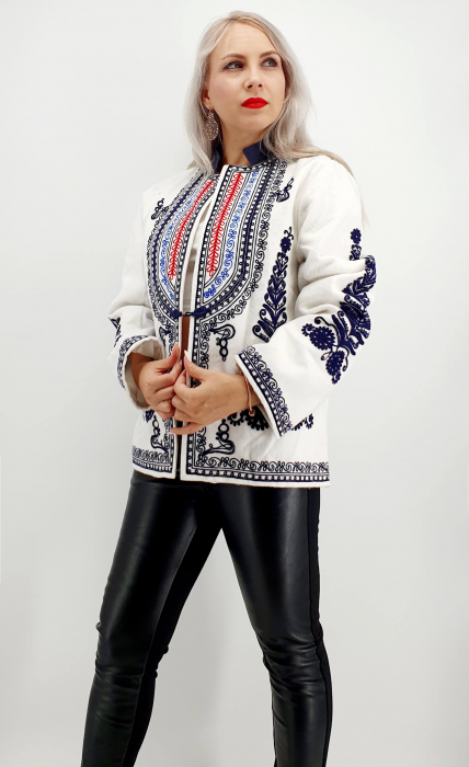 Sacou traditional dama alb