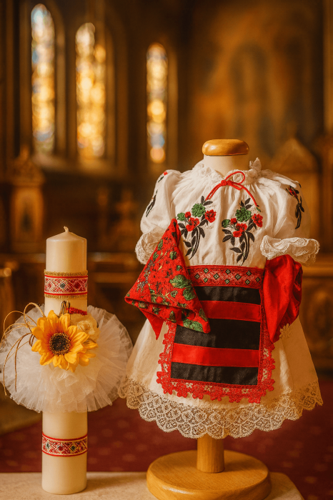 Set Botez Traditional Fete - Sabrina 2 piese / Botez Traditional: lumanare, costumas [1]