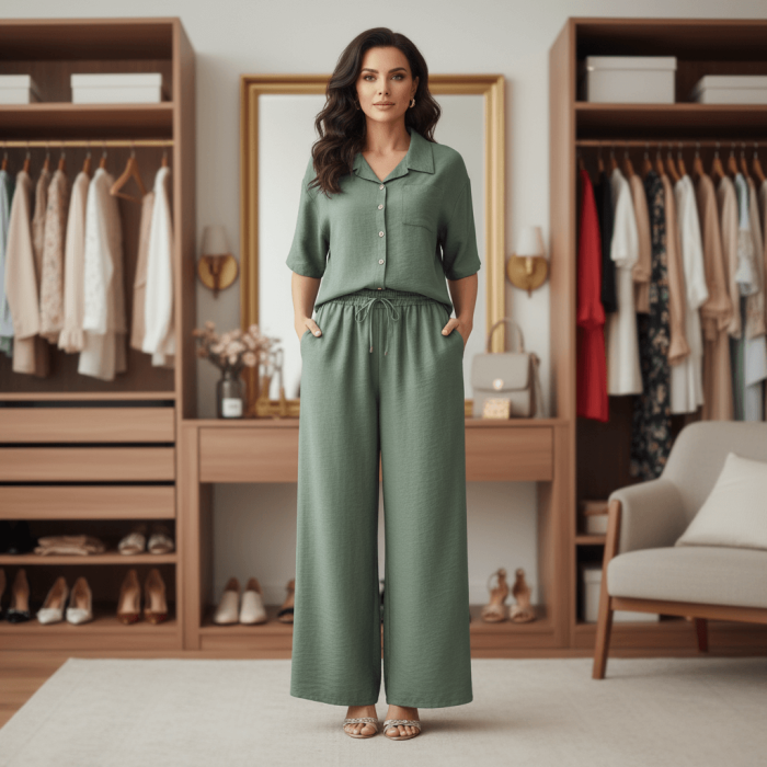 Set dama satinat bluza lejera + pantaloni cu talie elastica - Diferite culori Set dama satinat bluza lejera + pantaloni cu talie elastica - Diferite culori