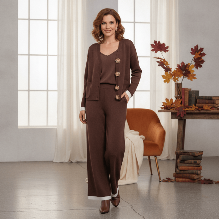 Set doua piese cu nasturi decorativi - model Toamna - diferite culori