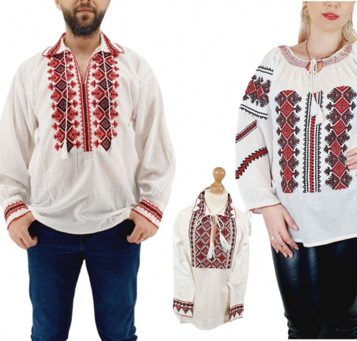 Set familie traditionala 153 camasi traditionale cu broderie