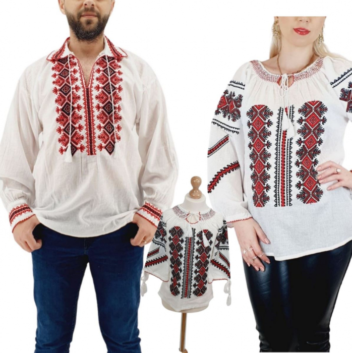Set familie traditionala 150 camasi traditionale cu broderie