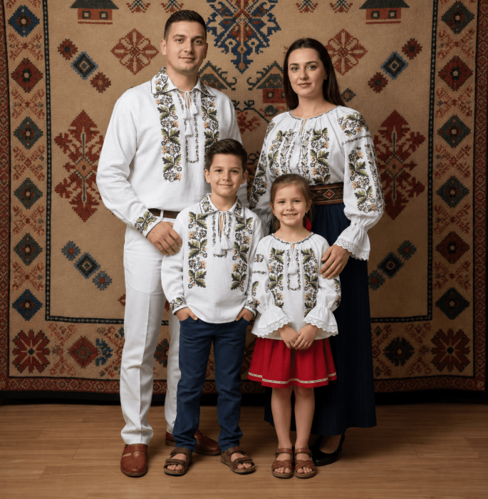 Set Familie Traditionala 400 Camasi traditionale cu broderie