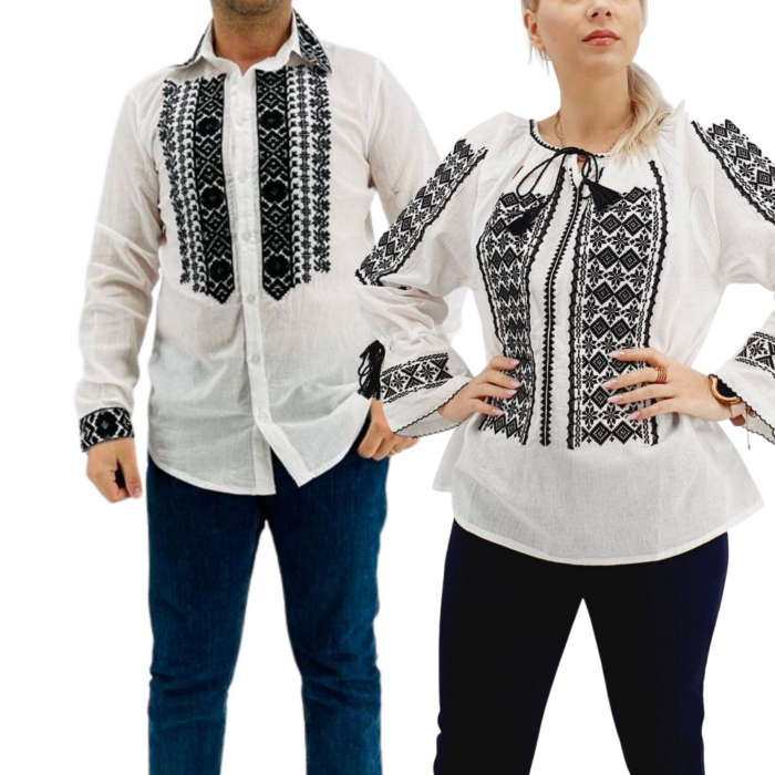 Set traditional cuplu 227 camasi traditionale cu broderie