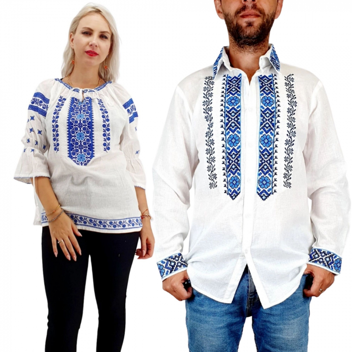 Set traditional cuplu 282 camasi traditionale cu broderie