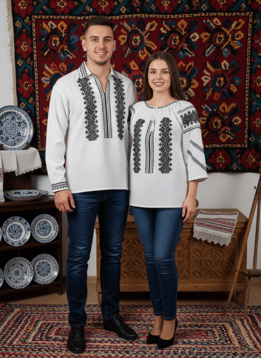Set Traditional Cuplu 640   Camasi traditionale cu broderie