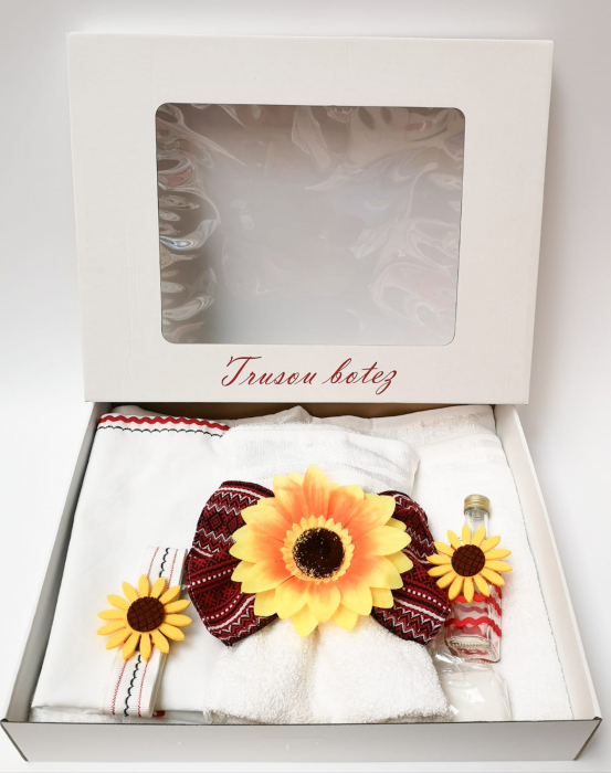 Trusou botez - motive traditionale floarea soarelui