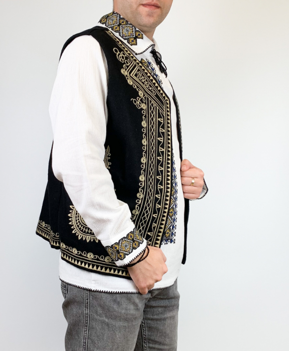 Vesta barbateasca brodata Lazar - Negru 3 [3]