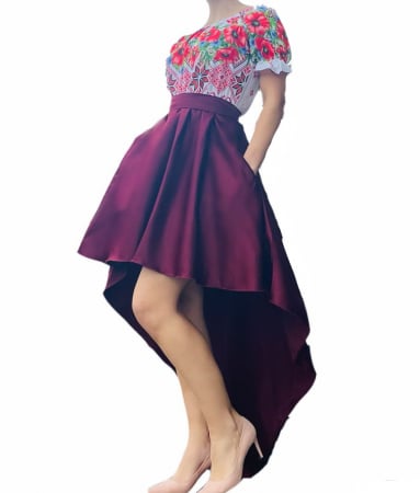 Елегантни рокли - Rochie stilizata traditional asimetica cu maci