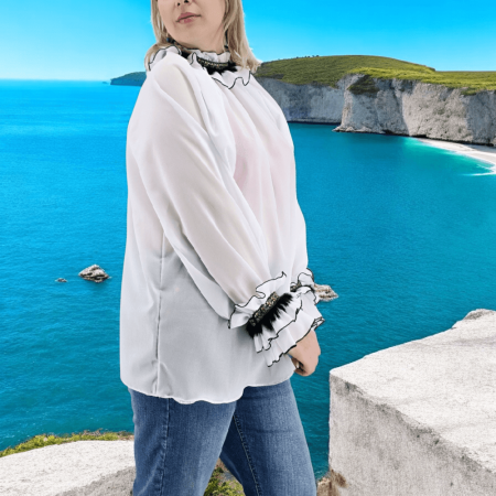 Bluza alba stilizata traditional Amalia 2 [21]