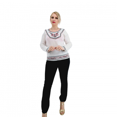 Блузи - Bluza alba cu broderie - Cati 2