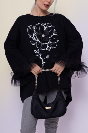 Bluza cu accesoriu floral - Mandiga [1]