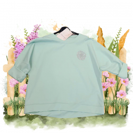 Блузи - Bluza cu accesoriu trandafir - Teo
