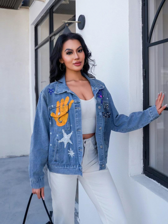 Geaca din denim colorata - Zinaa [2]