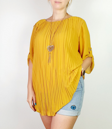 Блузи - Bluza plisata Galben Camelia 3