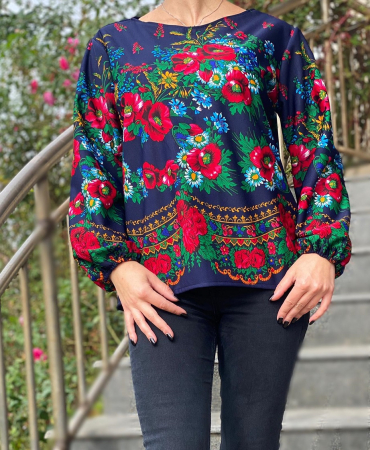 Блузи - Bluza stilizata cu motive florale Sanziana 12