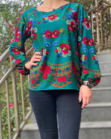 Блузи - Bluza stilizata cu motive florale Sanziana 14