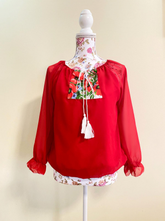 Bluze - Bluza stilizata cu motive traditionale cu maci