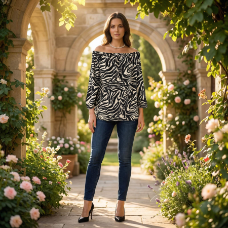 Femei - Bluza stilizata cu motive animal print Bella