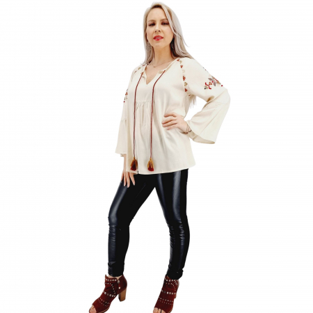 Bluza stilizata traditional cu broderie si ciucuri Clarita 2 [4]
