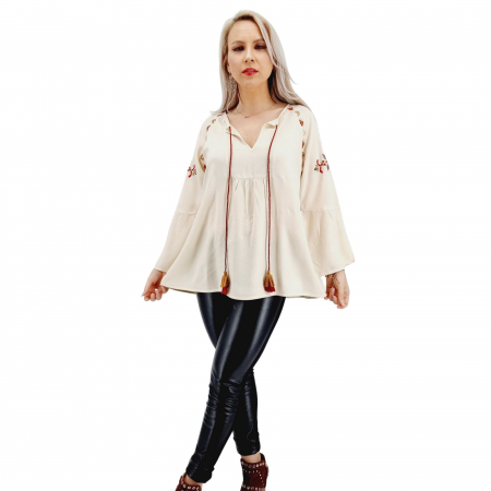 Bluza stilizata traditional cu broderie si ciucuri Clarita 2 [5]