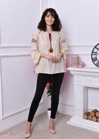 Bluza stilizata traditional cu broderie si ciucuri Clarita 2 [6]