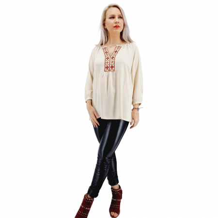 Блузи - Bluza stilizata traditional cu broderie Clara