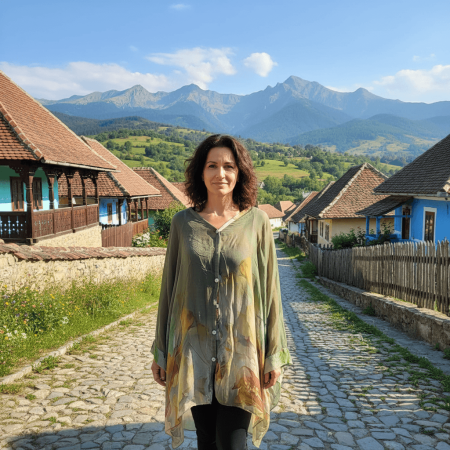 Bluze - Bluză damă vaporoasă din voal imprimat