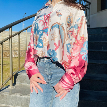Bluză satinată Boho Chic [3]