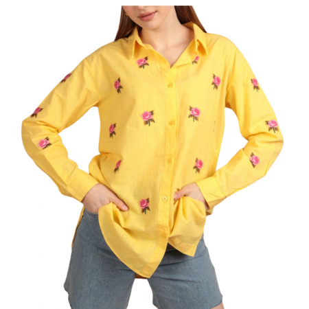Camasa Dama cu broderie - galbena [6]