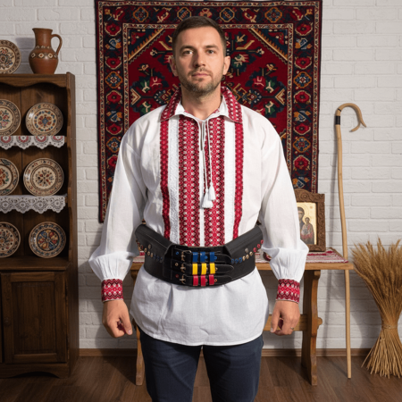 Chimir traditional din piele naturala cu 3 catarame - diferite masuri [1]