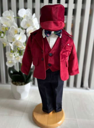 Costum Art Baieti din catifea - grena [2]