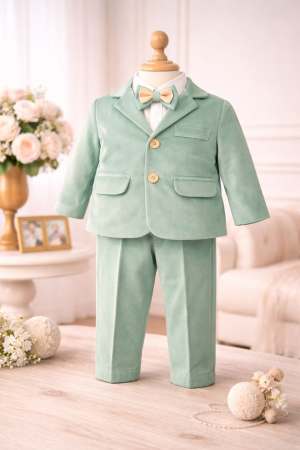 Традиционни детски дрехи - Кадифен костюм за кръщене за момчета Матиас 2