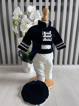 Costum de Print cu redingota pentru Botez - Bleumarin [6]