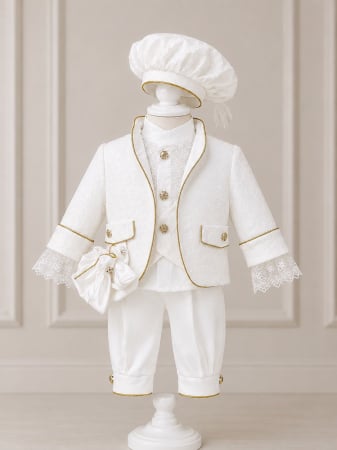 Hainute Traditionale - Costum de Print pentru Botez - Alb