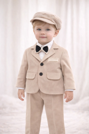 Традиционни детски дрехи - Кадифен костюм за кръщене за момчета Матиас