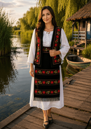 Costume populare - Costum Popular cu broderie traditionala Suzana - 6 piese