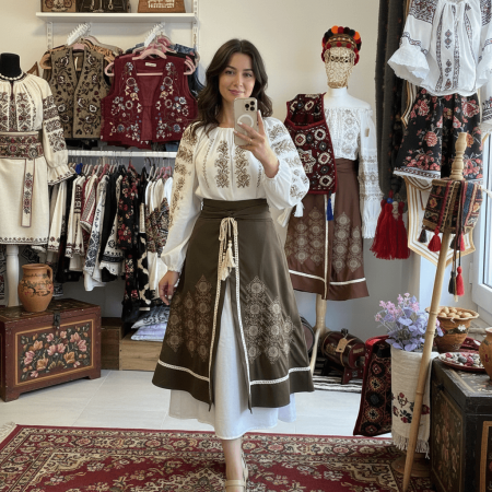 Femei - Costum Popular cu broderie traditionala Ana
