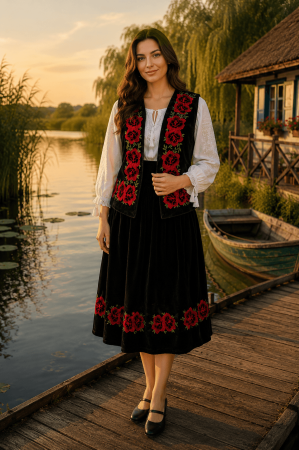 Costume populare - Costum Popular din catifea cu broderie traditionala Carmen 13