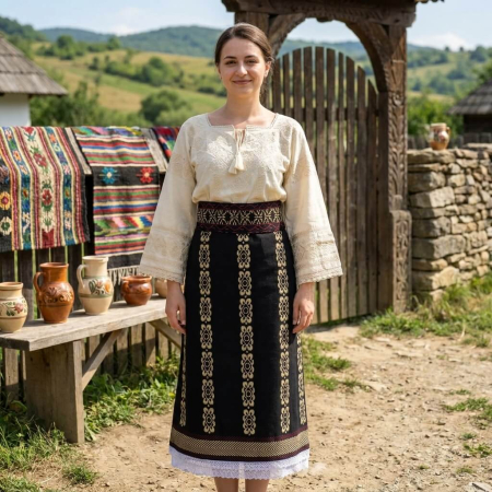 Costume populare - Costum popular format din catrinta , brau si ie - Nadia