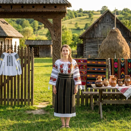 Costume populare - Costum popular format din catrinta , brau si ie - Roberta