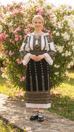 Costume populare - Costum popular format din catrinta , brau si ie - Sandica