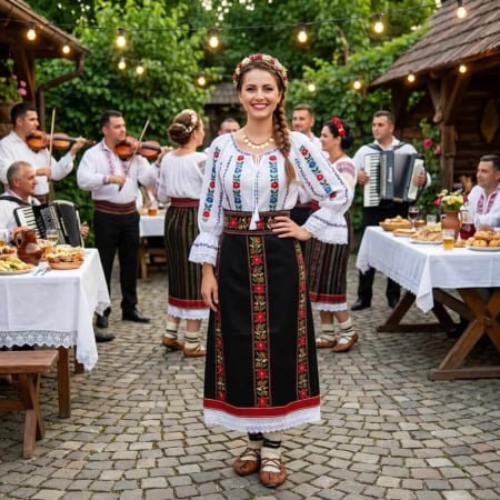 Costume populare - Costum popular format din catrinta , brau si ie - Isadora