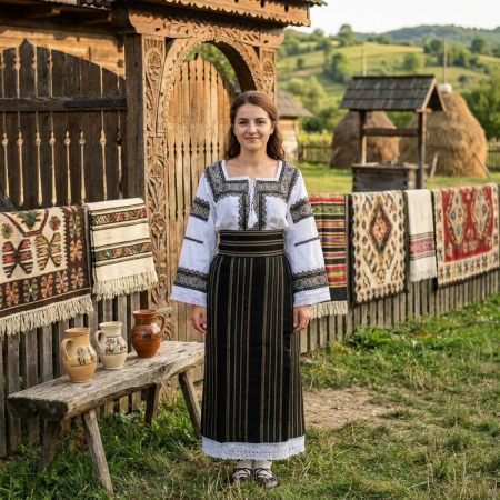 Costum popular format din catrinta , brau si ie - Steluta [1]