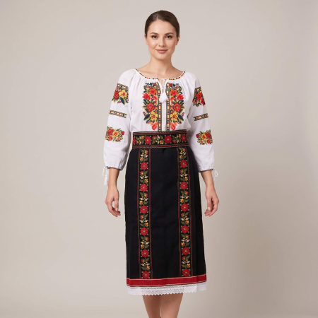 Femei - Costum popular format din catrinta , brau si ie - leila ( masuri pana la 6XL )