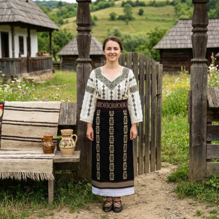 Costume populare - Costum popular format din catrinta , brau si ie - Nadia