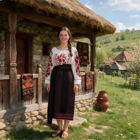 Femei - Costum popular format din catrinta , brau si ie - Alexandra